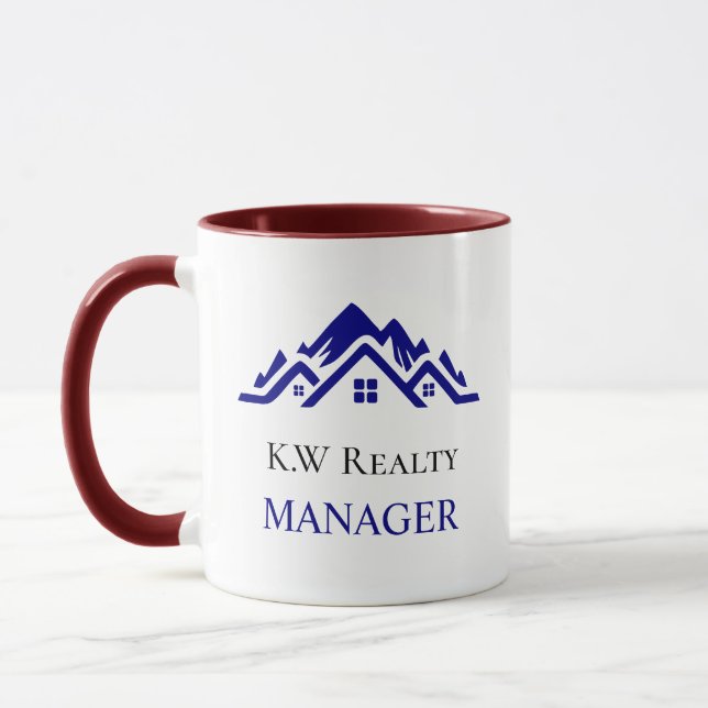 Modern Real Estate white and gold custom logo  Mug (Left)