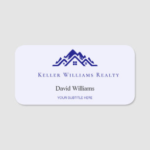 Modern Real Estate white and gold custom logo Name Tag