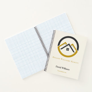 Modern Real Estate white and gold custom logo  Notebook