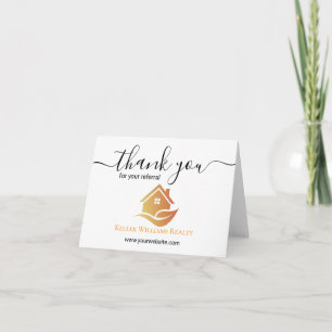 Modern Real Estate white and gold custom logo Thank You Card