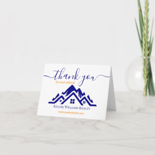 Modern Real Estate white and gold custom logo Thank You Card