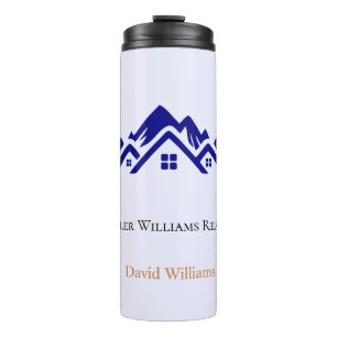 Modern Real Estate white and gold custom logo Thermal Tumbler