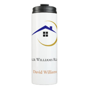 Modern Real Estate white and gold custom logo Thermal Tumbler
