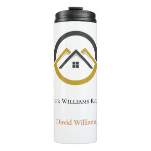 Modern Real Estate white and gold custom logo  Thermal Tumbler