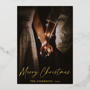 Modern Real Foil Script Merry Christmas