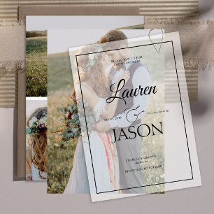 Modern Real Vellum Overlay Simple 4 Photo Wedding Invitation