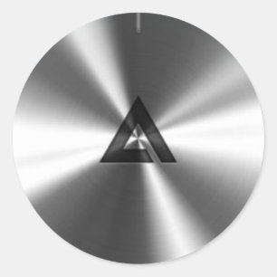 Modern Realistic Shiny Steel Texture Classic Round Sticker