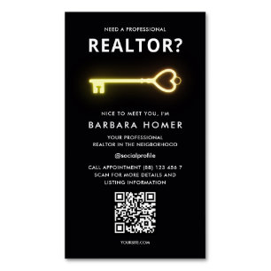 Modern Realtor Appointment Real Estate Agent QR Magnetic Business Card