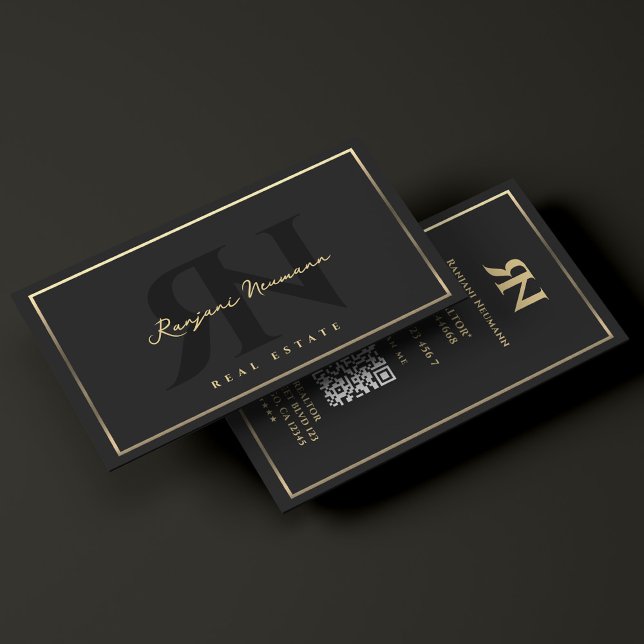 Modern Realtor Black Gold Border Mortgage Broker  Business Card (Modern Realtor Black Gold Border Mortgage Broker Business Card
)