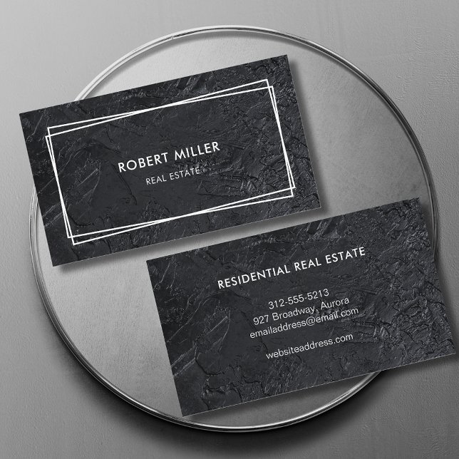 Modern Realtor Black Stone Business Card (Creator Uploaded)