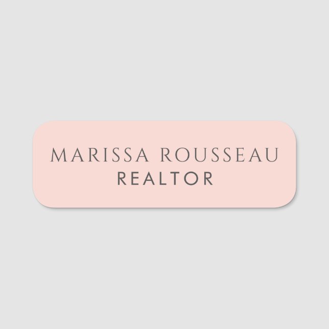 Modern Realtor Blush Name Tag (Front)