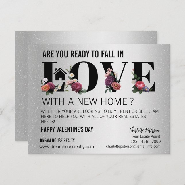 Modern Realtor Farming Promotional Valentine's Day Holiday Card (Front/Back)