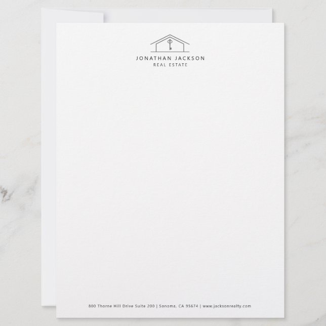 Modern Realtor Home Logo  Custom Letterhead (Front)