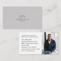 Modern Realtor Home Logo Photo Gray Faux Linen