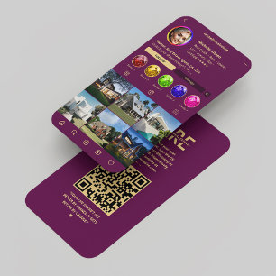 Modern Realtor Instagram Luxury Purple Monogram Business Card