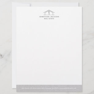 Modern Realtor Letterhead Gray Faux Linen Edge