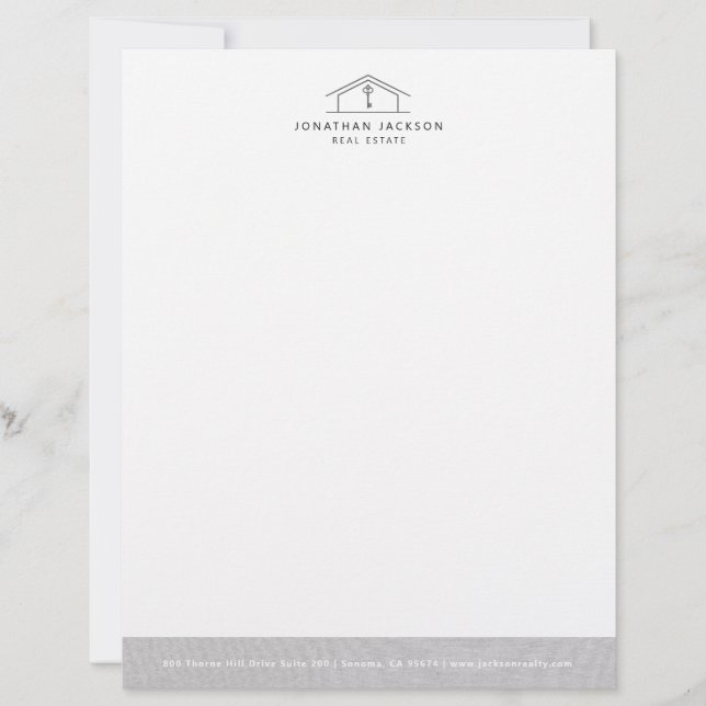 Modern Realtor Letterhead Gray Faux Linen Edge (Front)