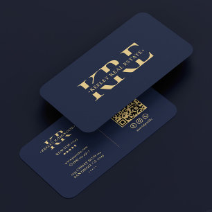 Modern Realtor Mortgage Broker Navy Blue  Business Card