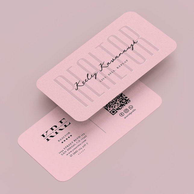Modern Realtor Mortgage Monogram Pastel Pink Business Card (Modern Realtor Mortgage Monogram Pastel Pink Business Card
)