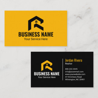 Modern Realtor Mortgage Real Estate Yellow Black Business Card
