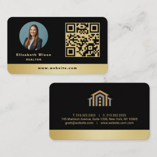 Modern Realtor Professional Real Estate agent gold Business Card