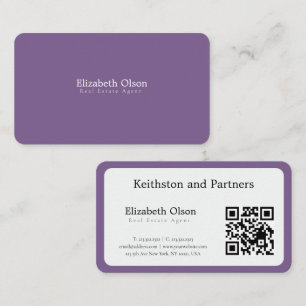 Modern Realtor Promotional simple purple white Business Card
