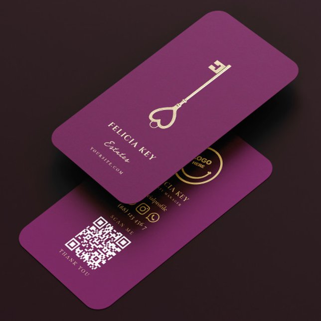 Modern Realtor Real Estate Agent Luxury Purple Business Card (Elegant Modern Realtor Real Estate Agent Luxury Purple Business Card
)