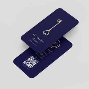 Modern Realtor Real Estate Agent Midnight Blue Business Card