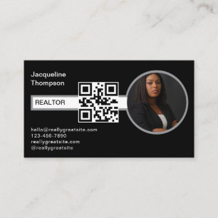 Modern Realtor Real Estate Agent Photo QR Code Business Card