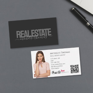 Modern Realtor Real Estate Agent Photo QR Code Business Card