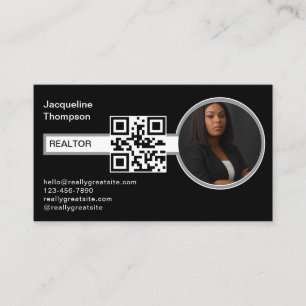 Modern Realtor Real Estate Agent Photo QR Code Business Card