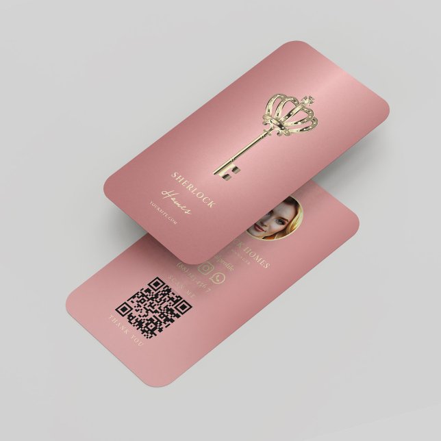 Modern Realtor Real Estate Agent Rosegold Key Business Card (Modern Realtor Real Estate Agent Rosegold Key Business Card
)