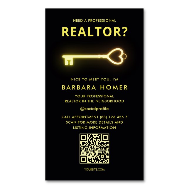 Modern Realtor Real Estate Listing Appointment QR Magnetic Business Card (Front Vertical)