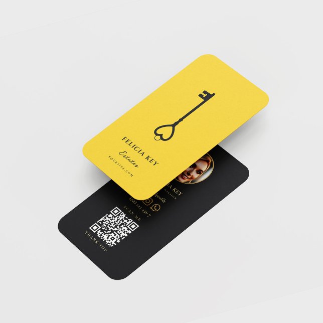 Modern Realtor Real Estate Marketing Black Yellow  Business Card (Creator Uploaded)