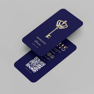 Modern Realtor Real Estate Monogram Midnight Blue  Business Card