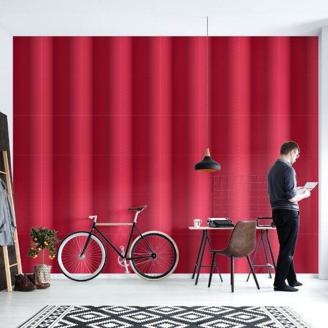 Modern red 3D effect stripes Wallpaper (Living Room)