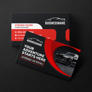 Modern Red Affordable Car Rental Car Hire Auto Business Card