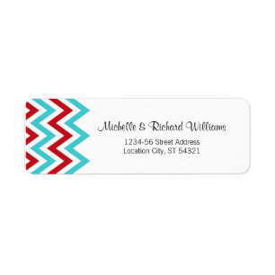 Modern Red and Aqua Chevron & Lovebirds Wedding