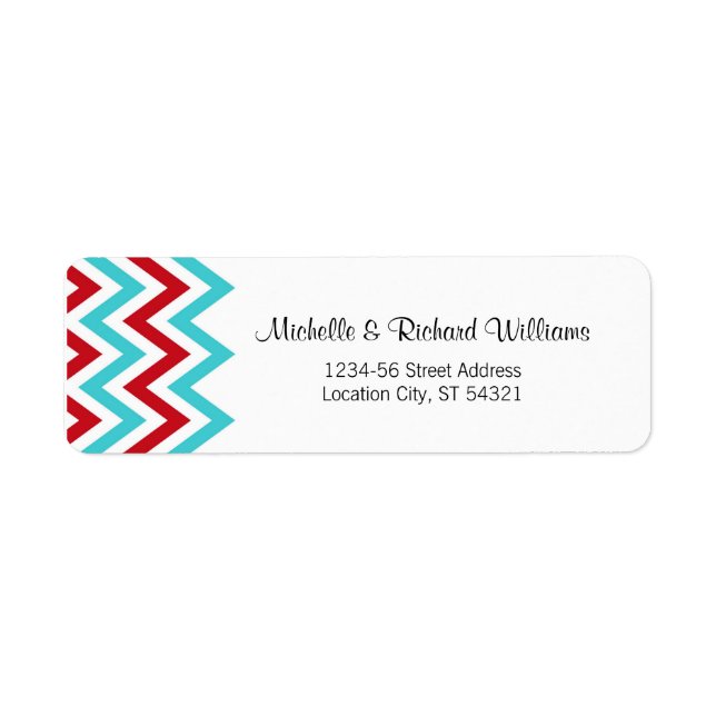 Modern Red and Aqua Chevron & Lovebirds Wedding (Front)