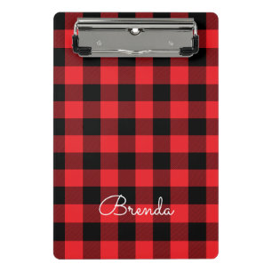 Modern Red and Black Buffalo Check Mini Clipboard
