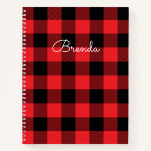 Modern Red and Black Buffalo Check Notebook