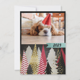 Modern Red and Black Christmas Photo Card