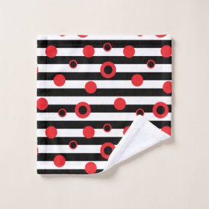 Modern Red and Black Circles  Minimalist Pattern Wash Cloth