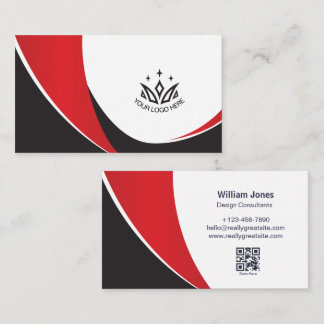 Modern Red and Black Corporate Consultant QR Code  Business Card