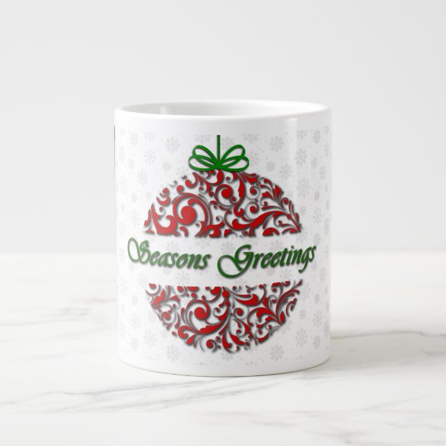 Modern Red and Green Baroque Holiday Mug (Front)