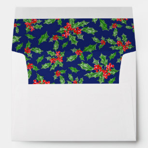 Modern Red And Green Holly Merry Christmas Photo Envelope