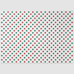 Modern Red and Green Polka Dots Christmas Tissue Paper