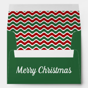Modern Red And Green Stripes Christmas Envelope