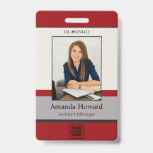 Modern Red and Grey Employee Photo ID Company