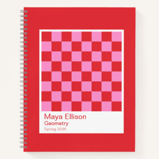Modern Red and Pink Checkerboard Notebook